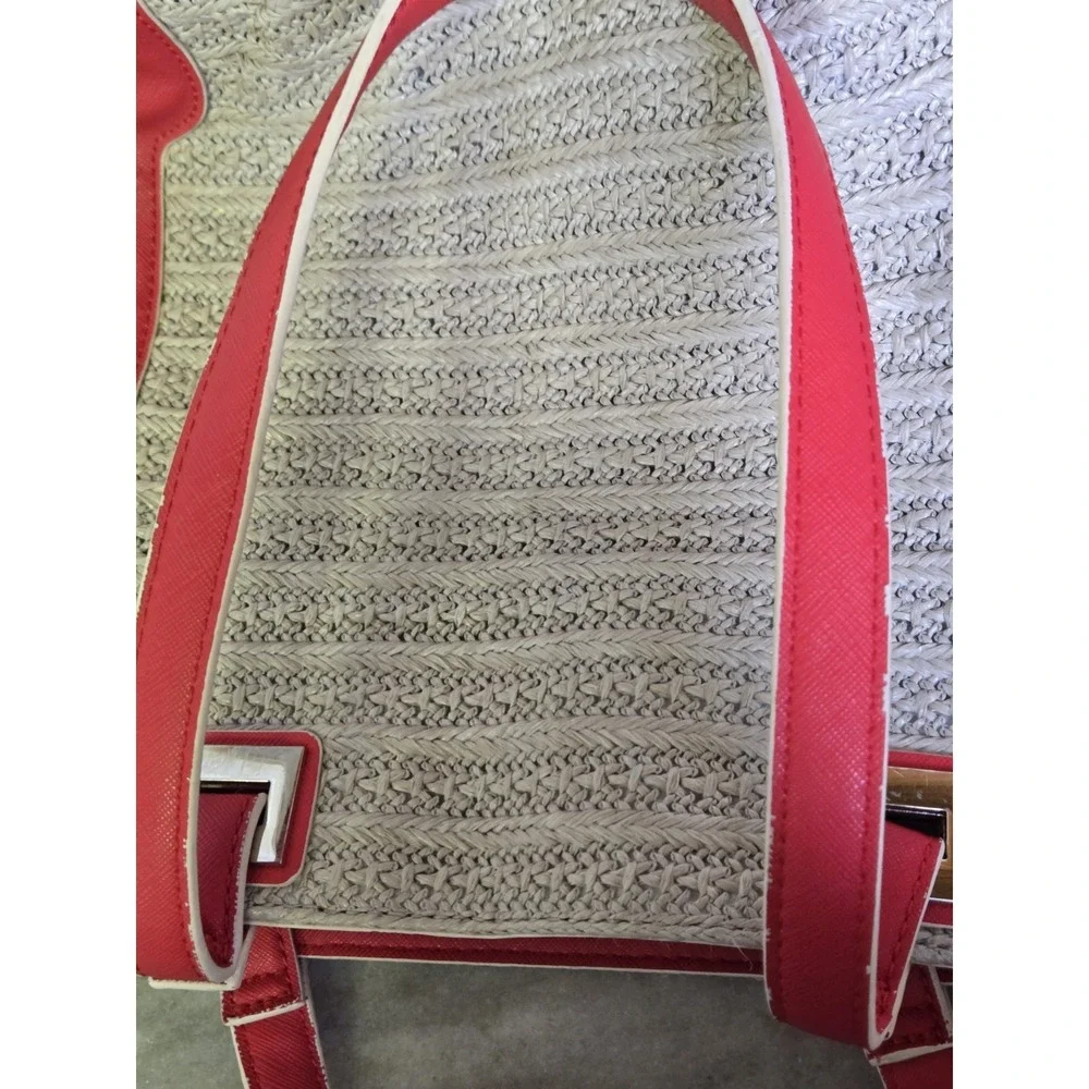 Women's Simply Vera Vera Wang Tote Bag Red Straw‎ Shoulder Bag Purse